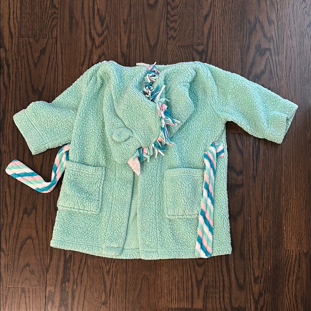 Mint Green Sparkle Unicorn Robe with Striped Faux Belt